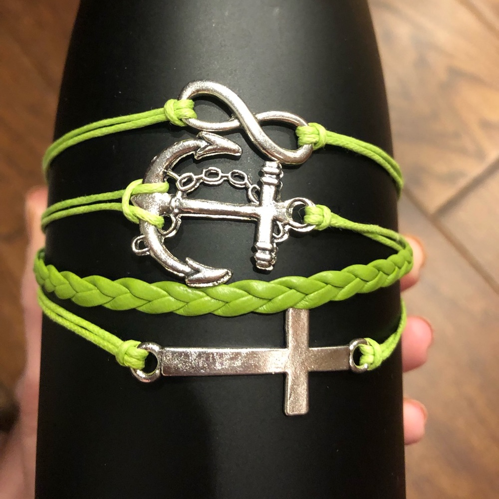 Cross Leather Charm Bracelet